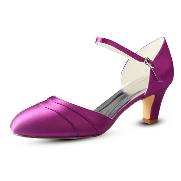 Chic Satin Purple Heels - Picture 1 of 5